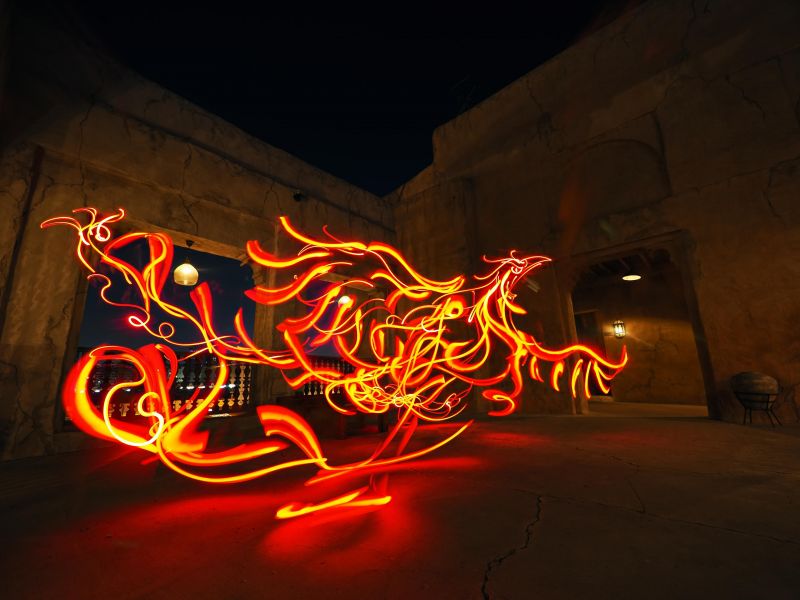 Light painting art of mythical creatures —— Al Seef Pheonix  - a Photographic Art by Roywang